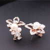 Crystal Rhinestone Pearl Flower Grape Stud Earrings High Quality E151 Wholesale New Jewelry 18K Rose Gold Plated