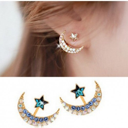 Star and moon earrings pentacle pendant stud earrings for women fashion Jewelry